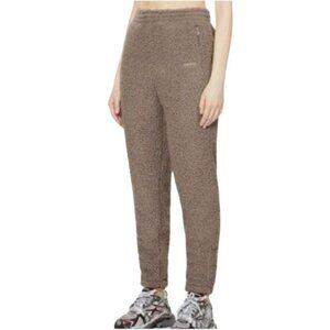 Skims Teddy Fleece Jogger Pants Small Desert Brown High Rise Cozy Loungewear